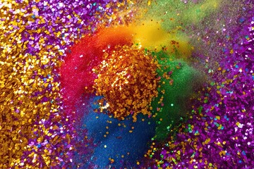 Colorful Glitter Confetti Burst with Sparkling Dust Effects