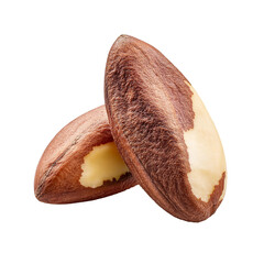 Two brazil nuts isolated on transparent background