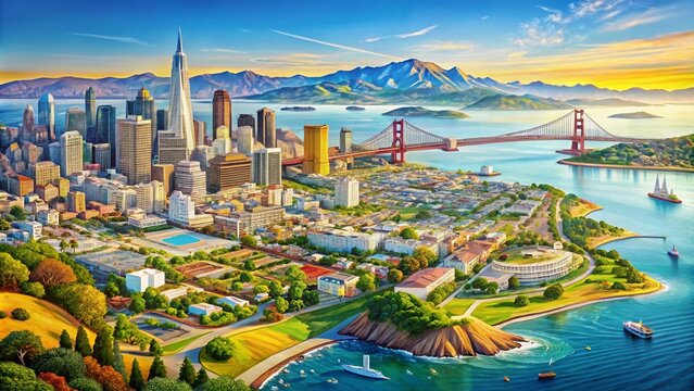 Detailed San Francisco Bay Area Map Featuring Landmarks, Neighborhoods, and Scenic Locations