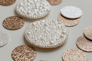 Sophisticated Pearl Shimmer Circles with Delicate Sparkling Confetti