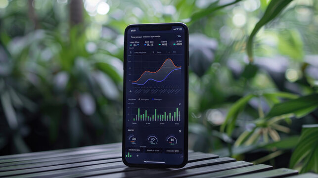 A digital platform showing real-time updates on wealth investments in sustainable development, tracking environmental and financial impact. - Powered by Adobe