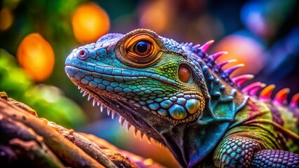 Fototapeta premium Diverse Collection of Reptiles Displayed in Natural Habitat Showcasing Their Unique Features and Colors