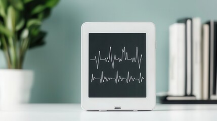 Portable EKG machine with a clean design, easily used by patients at home, cardiac health, medical technology