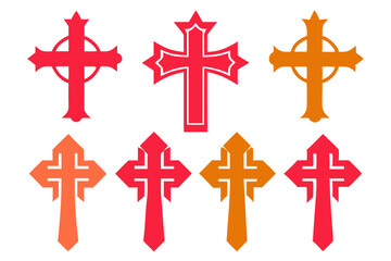 Obraz premium Religion cross icon. line and glyph version, outline, and filled vector sign. Holy cross linear and full pictogram. Symbol, logo illustration. Different style icons set