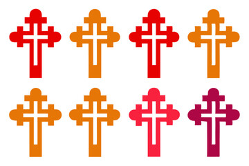 Obraz premium Religion cross icon. line and glyph version, outline, and filled vector sign. Holy cross linear and full pictogram. Symbol, logo illustration. Different style icons set