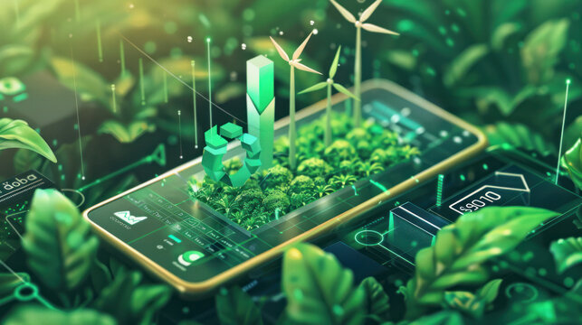 A digital portfolio showing ethical wealth investments, including green bonds, renewable energy stocks, and socially responsible mutual funds.