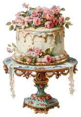 Fototapeta premium PNG Elegant floral cake illustration