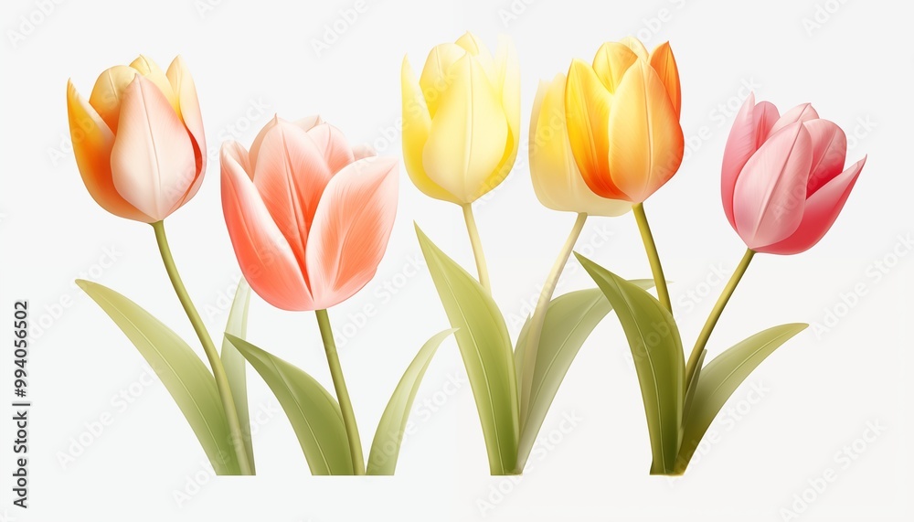 Sticker set of tulips