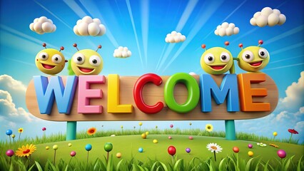 Fototapeta premium We're thrilled to welcome you to our home! Come on in and let's start a fun adventure together!