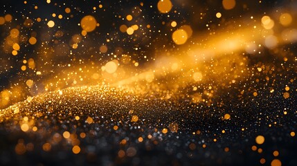 Obraz premium A shimmering background of golden glitter particles glimmering in soft light.