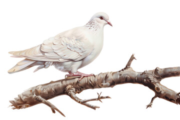 PNG  Elegant white dove perched branch