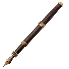 Sophisticated wooden fountain pen with ornate brass accents, suggesting luxury and a passion for the art of writing