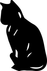 Black outline cat shape sitting, for graphic design