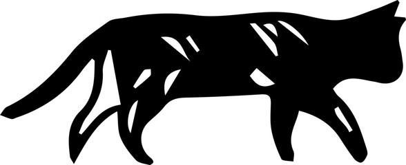 Black cat shadow, outline silhouette for graphic design