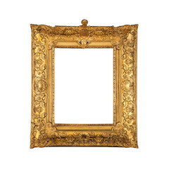 Golden frame decorative elegant fine thick ornamental template rectangle isolated