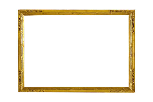 Golden frame decorative elegant ornamental template rectangle isolated white background