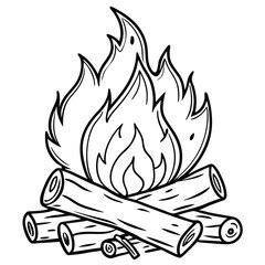 Campfire vector line art