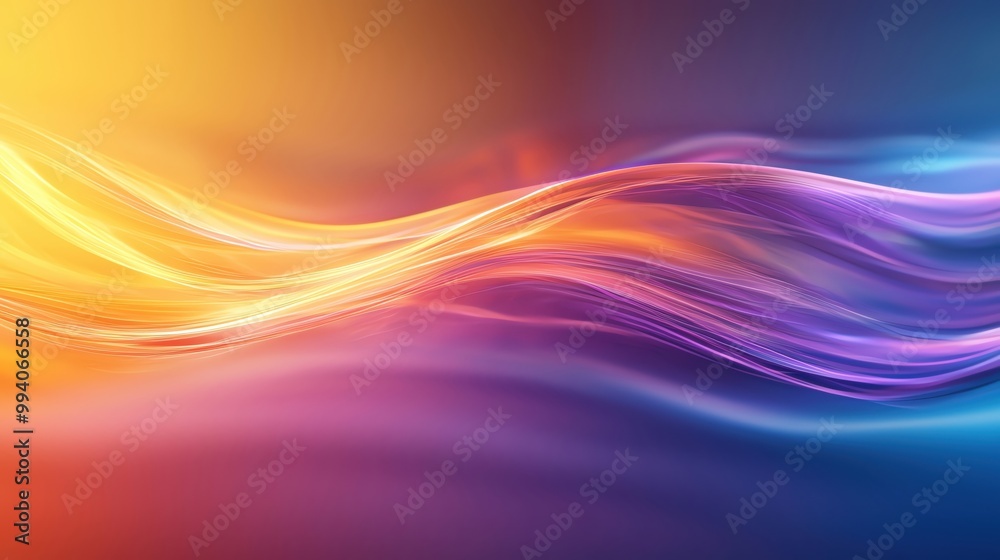 Poster vibrant wavy patterns in a blend of warm and cool colors, creating a dynamic and modern abstract bac