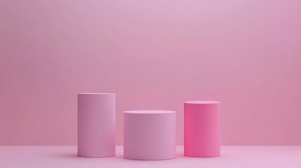 Soft pastel podiums for product display on pink background