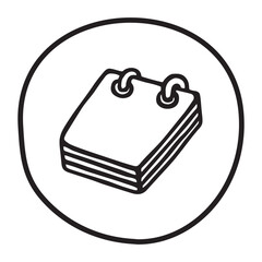 Doodle Notepad icon. Infographic symbol in a circle. Line art style graphic design elemen. PNG isolated on transparent background and vector illustration