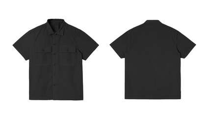 Blank Black Short Sleeved Shirt Mockup, Front and Back View