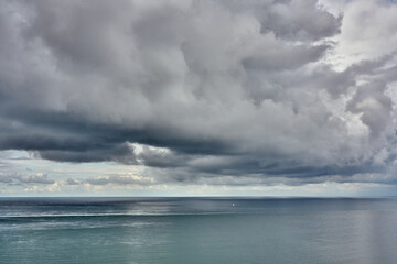 seascape with dramatic clouds at Cape Frehel, Brittany, France
