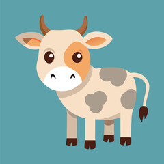 Adorable Cute Cow Cartoon Character Vector illustration