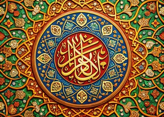 Naklejka premium Elegant Arabic Calligraphy Representing Luxury with Ornate Design and Rich Color Palette Background