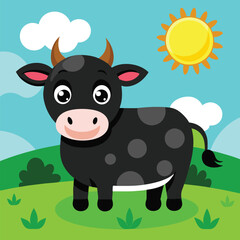 Adorable Cute Cow Cartoon Character Vector illustration