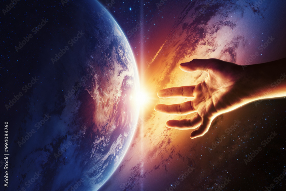 Wall mural the creation of the universe by god as described in the book of genesis: god swept over the waters a