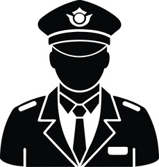 A young Traffic police silhouette vector art illustration design with no background, police and people silhouette