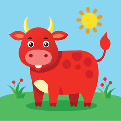 Adorable Cute Cow Cartoon Character Vector illustration