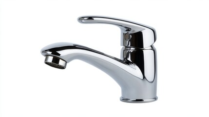 This is a bathroom faucet with a single handle. It's made of metal and has a short spout. The picture shows it against a white background.