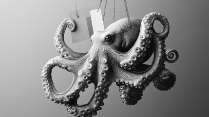 Obraz premium Octopus Wraps Its Tentacles Around Object for Artful Effect