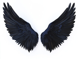 Obraz premium Pure White Angel Wings Black Angel Wings Rainbow Wings Isolated on Black