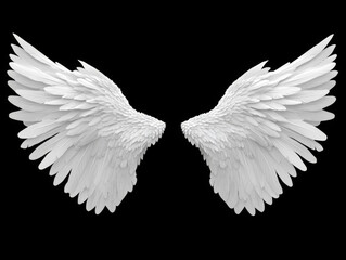Pure White Angel Wings Black Angel Wings Rainbow Wings Isolated on Black