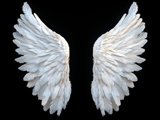 Pure White Angel Wings Black Angel Wings Rainbow Wings Isolated on Black