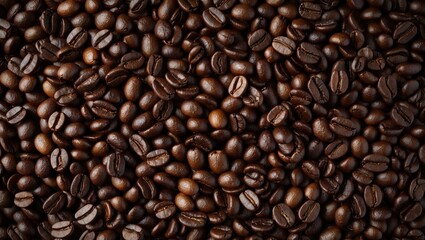 Fototapeta premium Rich, roasted coffee beans create an inviting atmosphere for enthusiasts of gourmet beverages and energizing morning rituals.