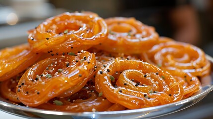 The jalebi spiced by cardamom with black cumin seeds