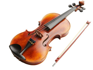 Fototapeta premium A violin maker varnishing a freshly crafted instrument, isolated on transparent background, PNG file