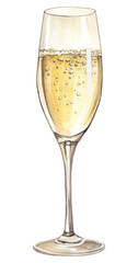 PNG Champagne sketch glass drink.