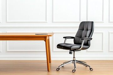 A minimalistic boardroom setup with just a single chair and table, highlighting the decision-making role of a CEO