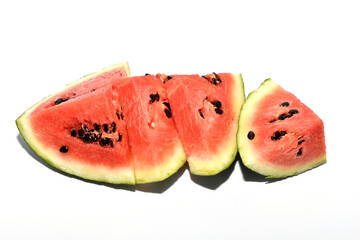 Watermelon slices isolated on white background. File contains clipping path. High quality photo