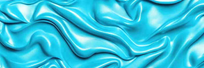 Fototapeta premium Blue fabric flowing forming elegant waves background banner. Panorama, panoramic banner