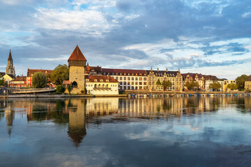 Fototapeta premium Europa, Konstanz, Bodensee, Baden-Württemberg, Deutschland, Altstadt, Rheintorturm, Rheinsteig, Rhein