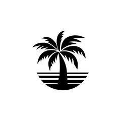 Black vector single palm tree icon.vector illustration
