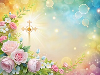 Elegant First Communion Background with Soft Pastel Colors and Delicate Floral Accents for Celebrations