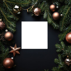 Obraz premium christmas card with fir branches and balls