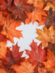 Autumn leaves background with paper cutout silhouette