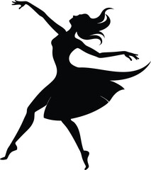 A young female dancing silhouette vector art, dancing illustration woman dancing silhouette design